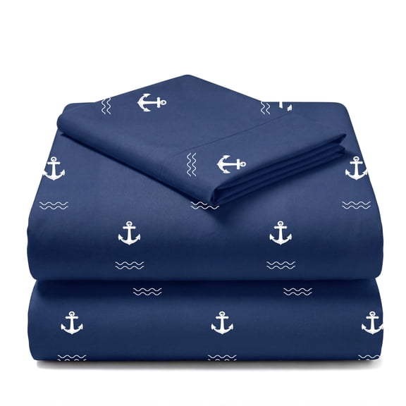 Joyfy Twin Kid's Microfiber Sheet Set Anchor, 3 Pcs