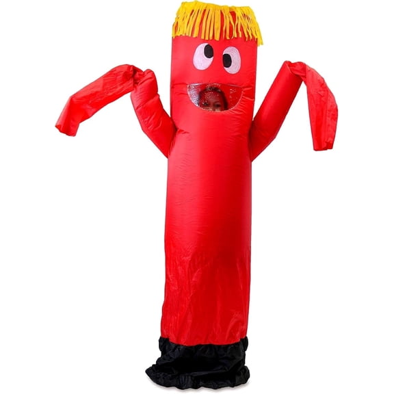 Joyfy Adult Inflatable Costume Blow Up Tube Dancer Wacky Waving Arms Funny Halloween Inflatable Costume for Halloween Dress Up Parties
