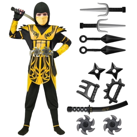 Joyfy Golden Ninja Costume for Kids Boys Halloween Dress Up Age Up to 12 Years