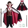 thumbnail image 1 of Joyfy Gothic Vampire Costume Kids, Toddler Vampire Costume Halloween Vampire Costume, Vampire costume for boys, Halloween Party Dress Up (5-7yrs), 1 of 9