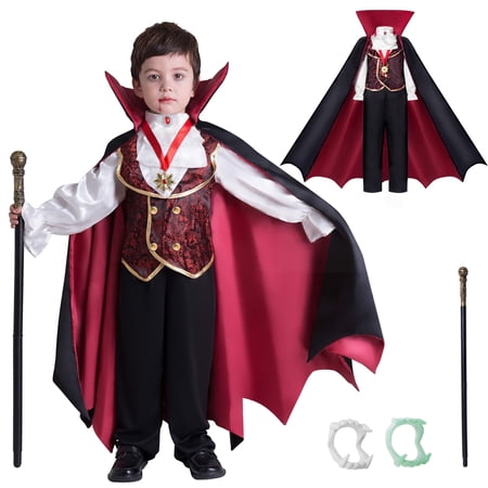 Joyfy Gothic Vampire Costume Kids, Toddler Vampire Costume Halloween Vampire Costume, Vampire costume for boys, Halloween Party Dress Up (3-4yrs)