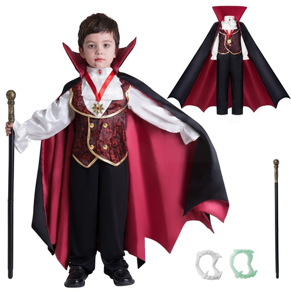 Joyfy Gothic Vampire Costume Kids, Toddler Vampire Costume Halloween Vampire Costume, Vampire costume for boys, Halloween Party Dress Up (3-4yrs)