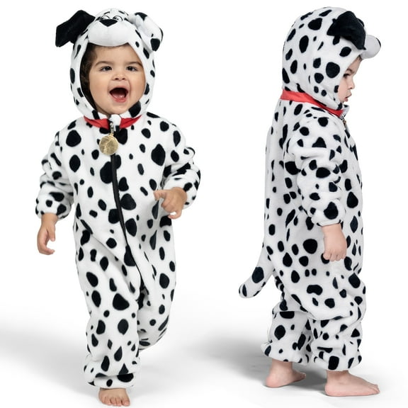 Joyfy Halloween Baby Dalmatian Onesie, Zipper Hooded Puppy, Perfect for Baby Halloween Cosplay Costume Pajamas