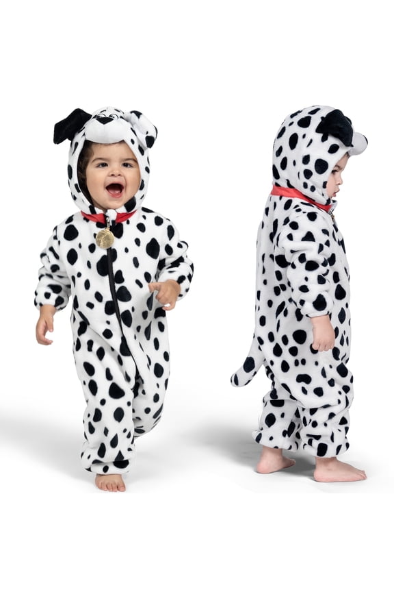 Halloween Baby Dalmatian Onesie, Zipper Hooded Puppy, Perfect for Baby Halloween Cosplay Costume Pajamas