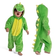 Joyfy Baby Dinosaur Costume for Toddler Hooded Zipper Pajama Jumpsuit for Halloween Dress Up 18-24 Months