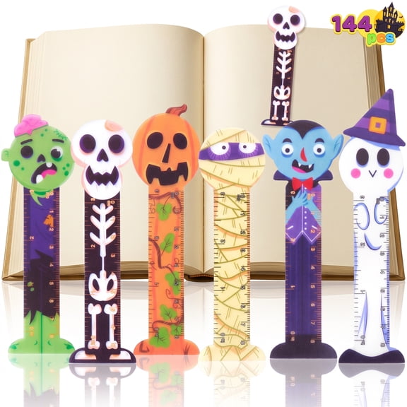 Joyfy 144 PCS Halloween Bookmark for Kids, Book Marks Rulers with 6 Design Halloween Themed Print for Party Favor Supplies, School Classroom Rewards Prize, Goodie Bag Stuffer