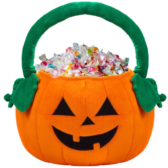 Joyfy Halloween Bucket Halloween Candy Bags,Pumpkin Basket Plush Trick or Treat Bucket Pumpkin Tote for Kids Toddler Candy Treats,Large Halloween Basket
