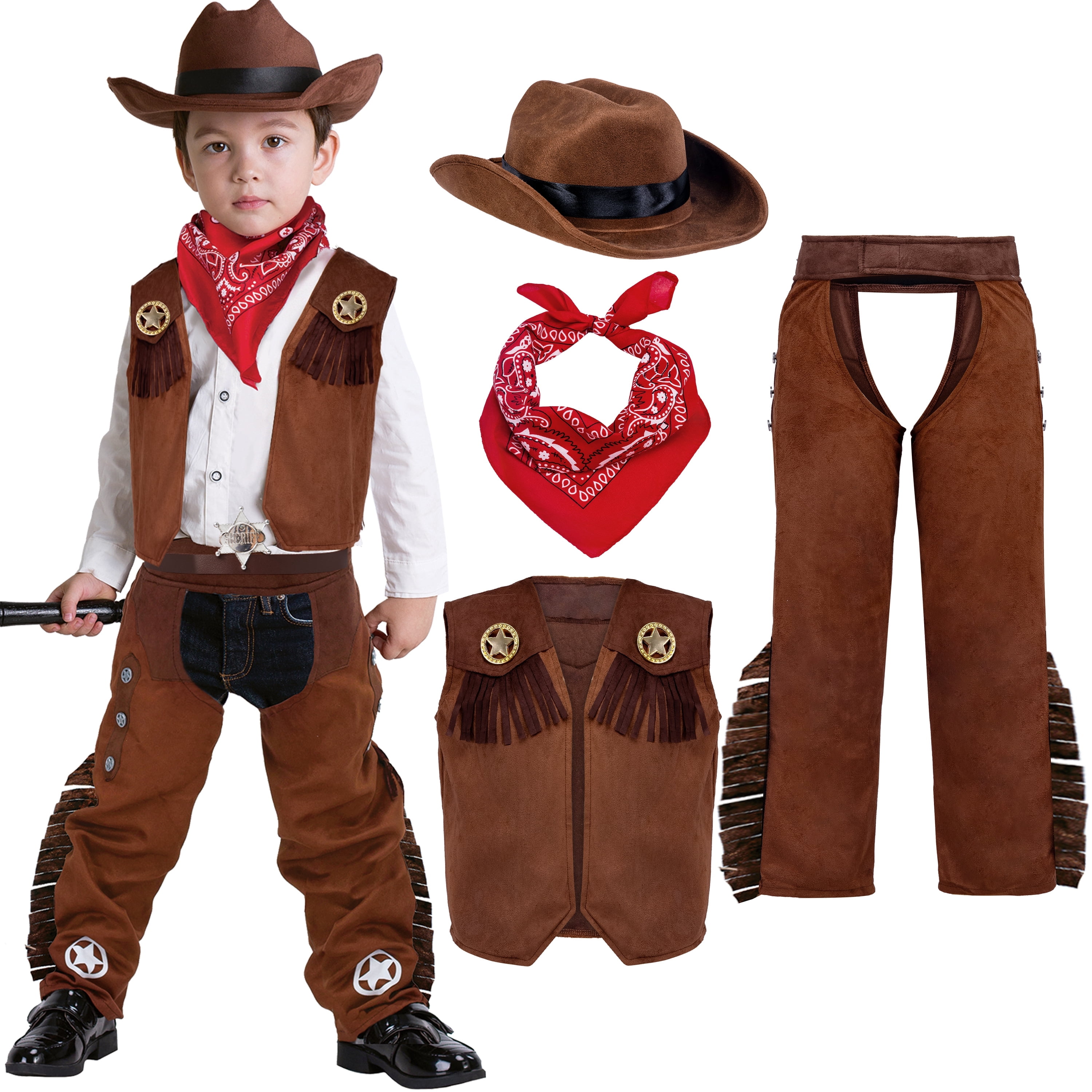 Joyfy Halloween Cowboy Costume for Boys, Kids Cowboy Costume Set