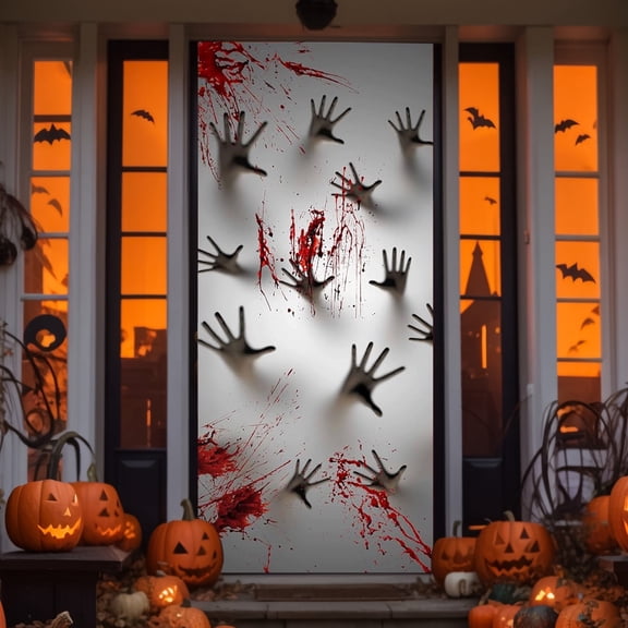 Joyfy Halloween Decorations Zombie Hands Door Cover,Indoor Halloween Door Banner Front Door Cover for Halloween Party Haunted House Photo Props Supplies