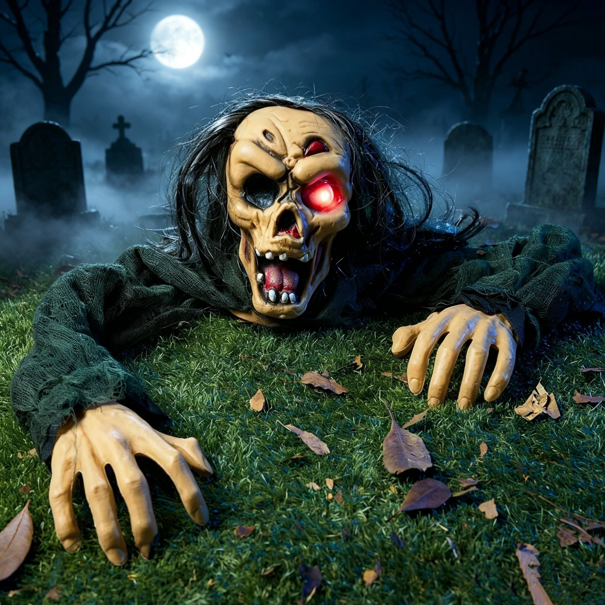 Joyfy Creepy Life Size Light Up Climbing Zombie Groundbreaker with