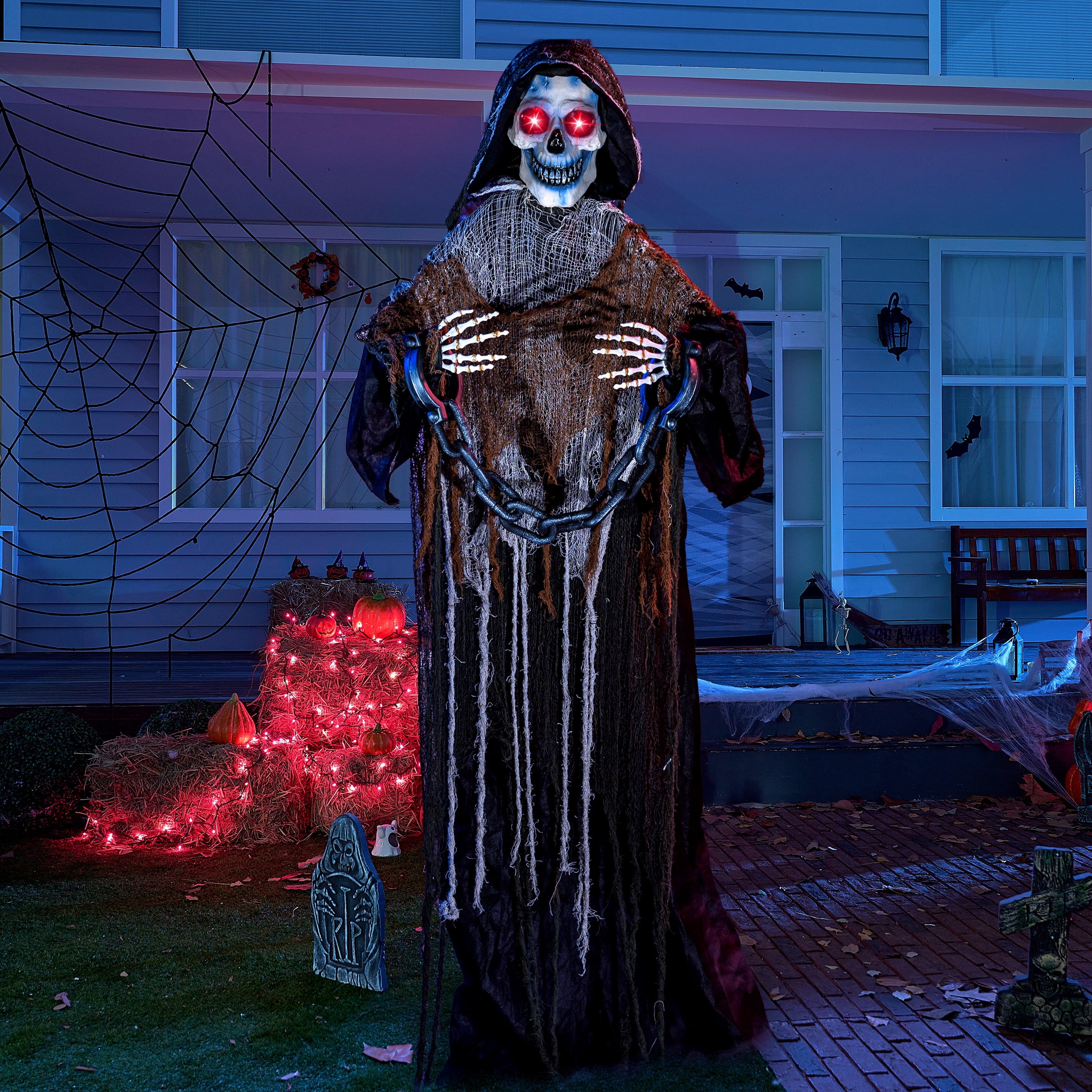 Joyfy 67 Inch Standing Grim Reaper with Chain Large Halloween ...
