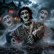 Joyfy Halloween Decorations Outdoor,Animatronics Groundbreakers with Sound & Glowing Eyes for Graveyard,Zombie Props Halloween Outside Decor