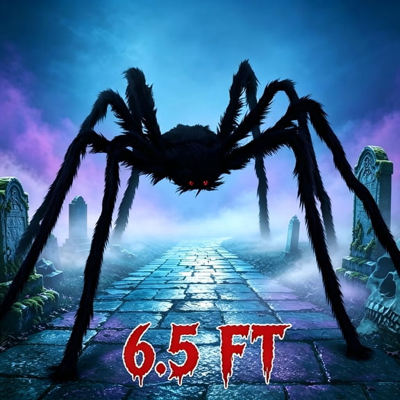 Joyfy 6.5 ft Giant Spider Halloween Decorations,Scary Spider Halloween Outdoor Party Decorations Props Halloween Yard Decorations,Black