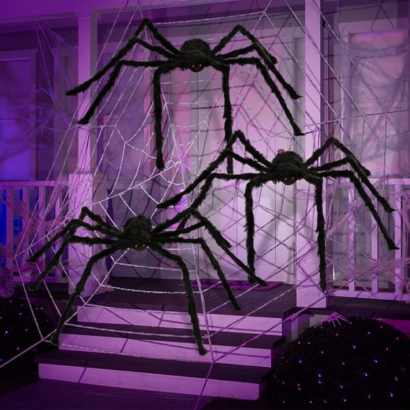 Joyfy 3 Pack 5 FT Giant Spider Halloween Decorations,Scary Spider Halloween Decorations Outdoor Party Decorations Props Halloween Yard Decorations,Black
