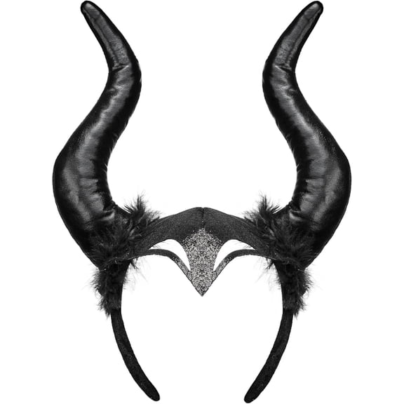 Joyfy Halloween Devil Horns Headband for Adult, Black Ram Horns Headgear, Halloween Devil Costume Party Dress up Accessories