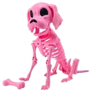 Joyfy 9.8 Inch Halloween Skeleton Dog Skeleton Halloween Decor,Pose-N-Stay Plastic Skeleton Bones with Posable Joints for Hallowmas Decoration Outdoor Haunted House PartyPink