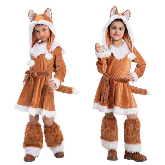 Joyfy Halloween Girls Fox Costume, Girls Sweet Fox Costume, Suitable for Girls Halloween Dress Up, Jungle Theme Party