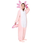 Joyfy Halloween Axolotl Costume for Kids, Zip-Up Hooded Jumpsuit Pajama for Halloween Themed Party