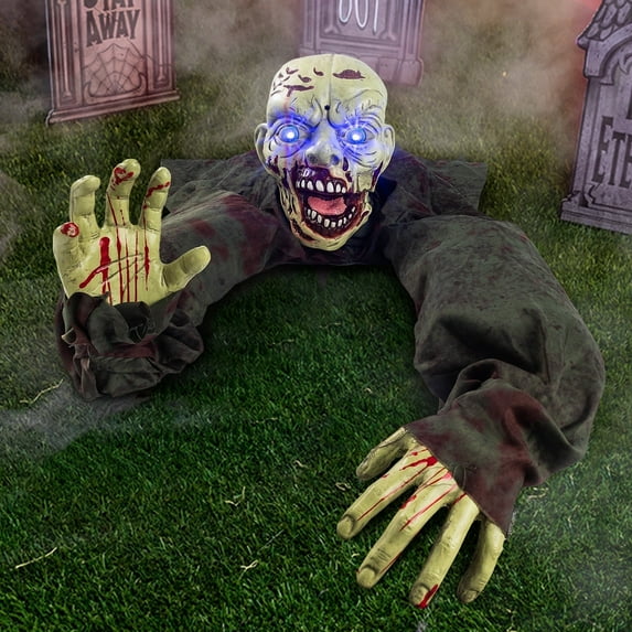 Joyfy Halloween Groundbreaker Animated Halloween Decorations Zombie with Creepy Sound and Flashing Eyes,Outdoor Scary Halloween Yard Decorations,Haunted House Decorations