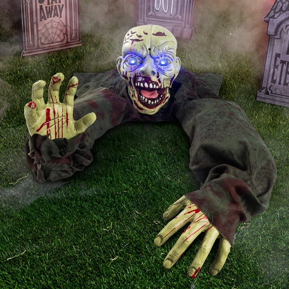 Joyfy Halloween Groundbreaker Animated Halloween Decorations Zombie with Creepy Sound and Flashing Eyes,Outdoor Scary Halloween Yard Decorations,Haunted House Decorations