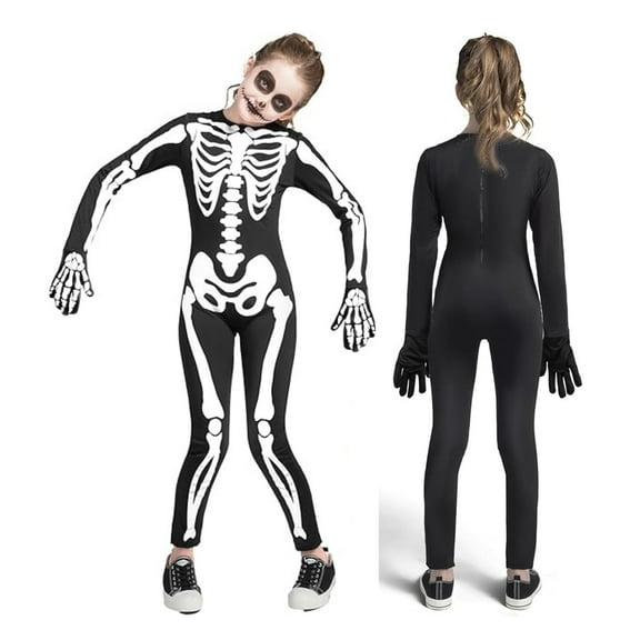 Joyfy Glow in the Dark Skeleton Costume for Kids Halloween Dress Up Party Role Playing Cosplay
