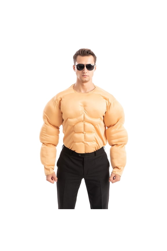Halloween Men's Muscle Suit, Muscle Shirt, Funny Adult Costumes, Body Builder Costume for Halloween Party Cosplay
