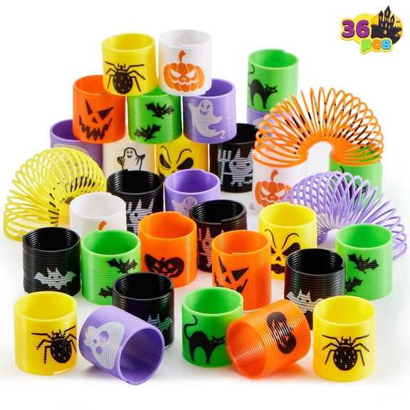 Joyfy 36 PCS Halloween Coil Spring Toys for Kids, Mini Springs for Halloween Party Favors, Stress Coils Fidget Toy for Trick or Treat Goodie Bag Fillers, Classroom Prizes