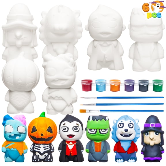 Joyfy Halloween Crafts for Kids,Halloween Squishy Toys Coloring Craft Kit with 6 Different Characters for Kids Activities Party Favors,Halloween Arts and Crafts