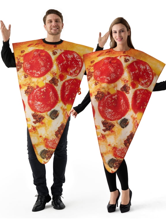 Halloween Pizza Costume for Adults, Pizza Slice Food Costume Funny Suit for Unisex Men Women Halloween Party Fancy Dress up Cosplay