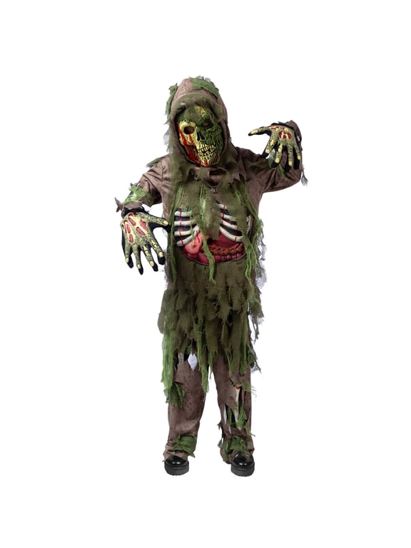 Halloween Swamp Skeleton Living Dead Zombie Costume for Boys, Scary Zombie Costume for Kids Halloween Monster Themed Party Dress Up