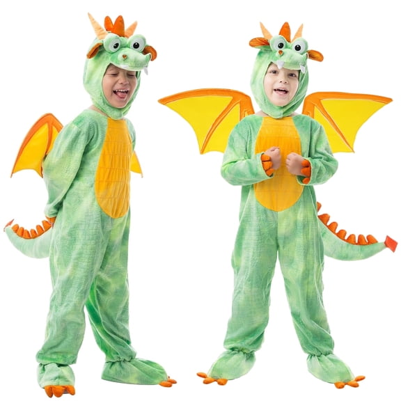 Joyfy Halloween Toddler Dinosaur Costume, Dragon Costume with Wings for Kids Boys Halloween Dress up Party Cosplay