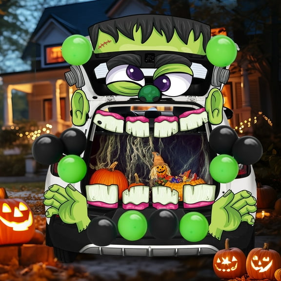 Joyfy Halloween Trunk or Treat Car Decorations Kit,Halloween Car Decorations Car Archway with Frankenstein Theme,Trunk or Treat Decorations for Suv,Halloween Outdoor Garage Door Party Decor