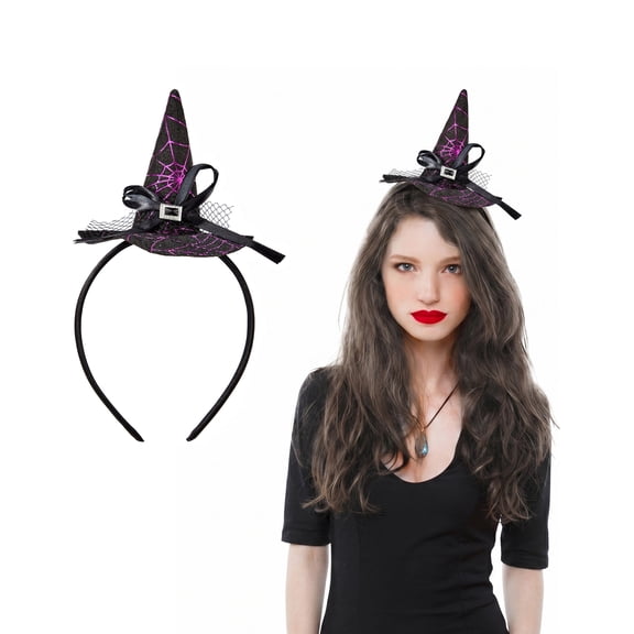 Joyfy Halloween Witch Hat Headband for Adult, Cute Purple Wizard Hat Headband, Halloween Party Dress up Costume Cosplay Accessories Props