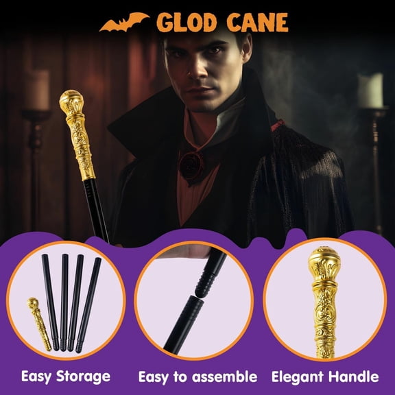 Joyfy Halloween Wizard Staff,Magic Walking Cane Prop Stick for Womens Witch Costume Accessories Adult