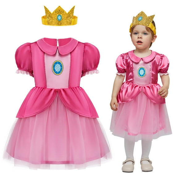 Joyfy Halloween Pink Girls Princess Dress, Toddler Princess Dress, Girls Tulle Dress for Halloween Dress up Party