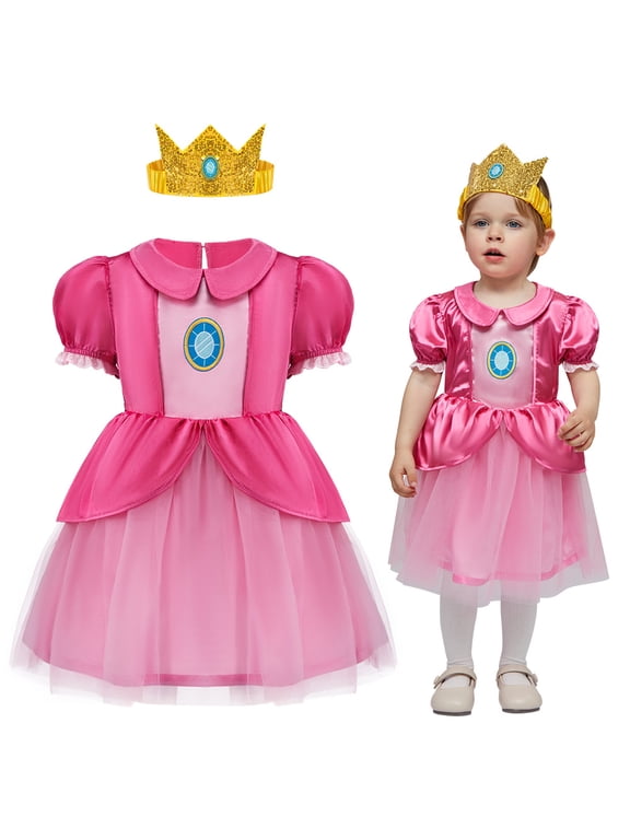 Halloween Pink Girls Princess Dress, Toddler Princess Dress, Girls Tulle Dress for Halloween Dress up Party