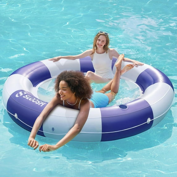 Joyfy Inflatable Double Hammock Float (Navyblue Strpie)