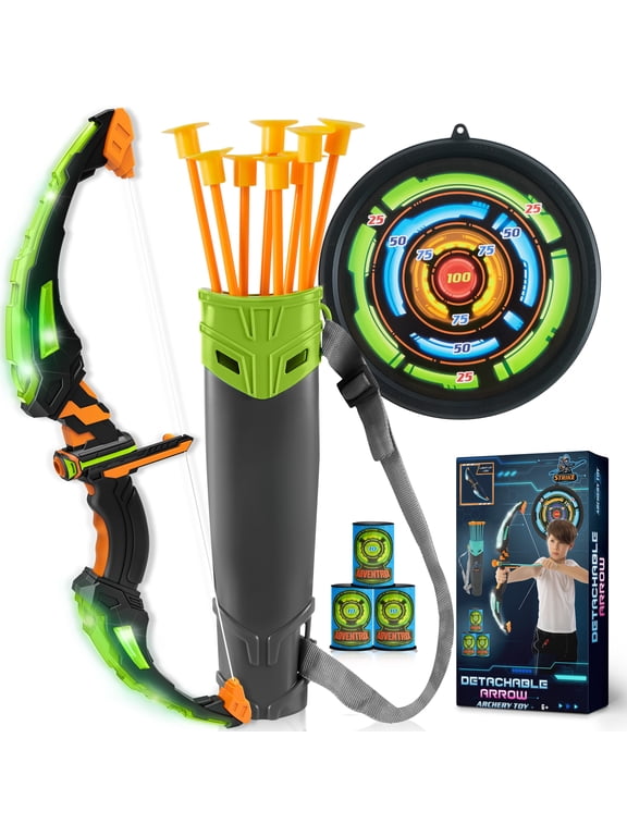Kids Archery Bow and Arrow Toy Set with LED, Archery Toy Set for Boys' Outdoor Play
