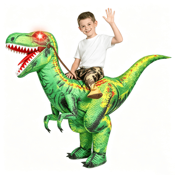 Joyfy Kids Inflatable Dinosaur Costume with LED Light Up Eyes, Blow Up ...