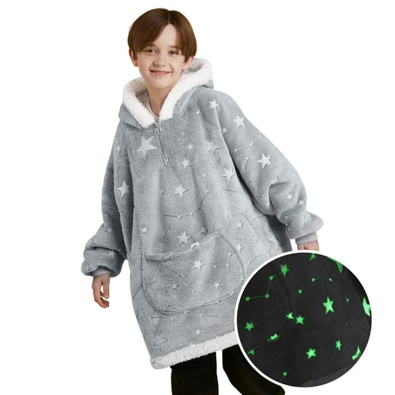 Joyfy Kids Wearable Blanket Hoodie, Warm and Cozy Flannel Sweatshirt for Gilrs and Boys Christmas Birthday Gifts