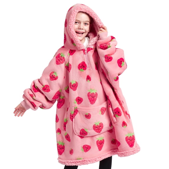 Joyfy Kids Wearable Blanket Hoodie, Warm and Cozy Flannel Sweatshirt for Gilrs and Boys Christmas Birthday Gifts