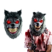 Joyfy LED Halloween Wolf Werewolf Mask with Movable Jaw, Glow in the Dark Costume Accessories, Party Dress Up Prop