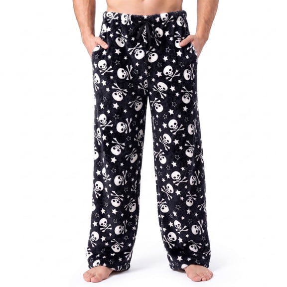 Joyfy Halloween Pajama Pants Men Soft Flannel Fleece Pajama Bottoms Sleep & Lounge Pants with Pockets and Drawstring skull-M