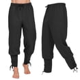 thumbnail image 1 of Joyfy Men Renaissance Pants, Ankle Banded Pirate Pants, Medieval Viking Pirate Costume Drawstrings Trousers for Halloween Party, 1 of 8
