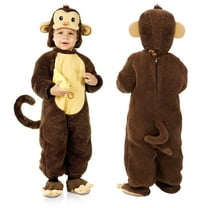 Joyfy Monkey Costume Set for Kids with Toy Banana, Halloween Costume, Hooded Jumpsuit Jumpsuit