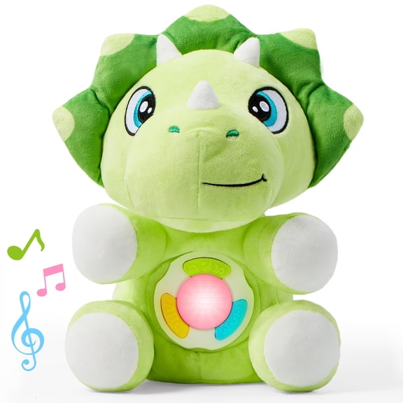Joyfy Musical Dinosuar Plush Baby Toy, Stuffed Animal with Music & Light, Baby Musical Soft Plush Toys for Infant Babies, Easter Birthday Gifts for Boys and Girls 6 Months
