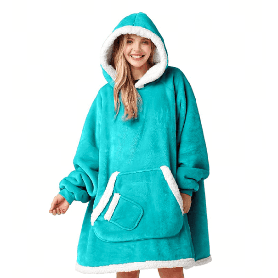 Joyfy Oversize Adult Sherpa Wearable Blanket-Aqua