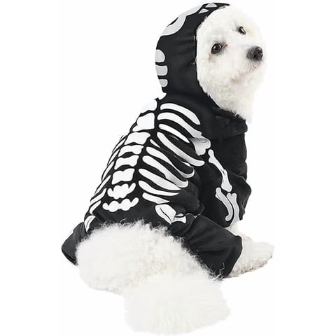 Joyfy Pet Dog Skeleton Hoodie Costume, Halloween Costume for Dogs with Plush Skeleton Design for Party and Outdoor Play,X-Large