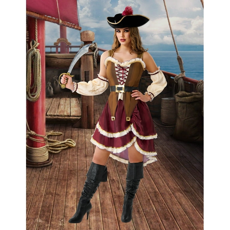 Joyfy Pirate Costume for Women Halloween Adult Pirate Dress with