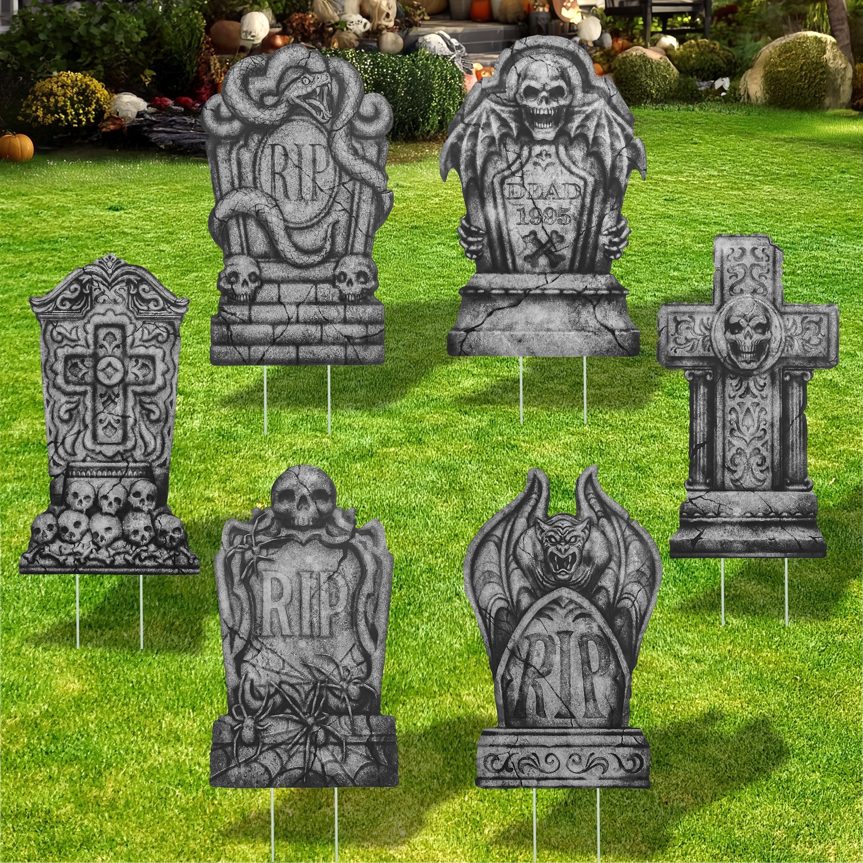 Joyfy Halloween Tombstones, 15.7 inch, Yard Lawn Spooky Decor - Walmart.com